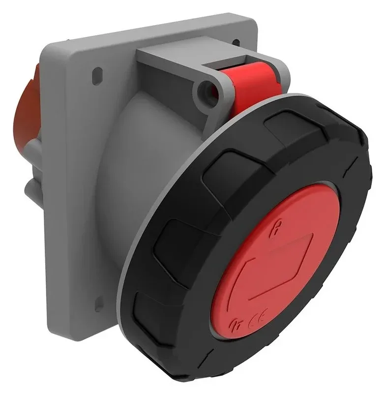 Розетка встраиваемая, наклон 45° (с пилотным контактом) CEE 63A 5P IP67