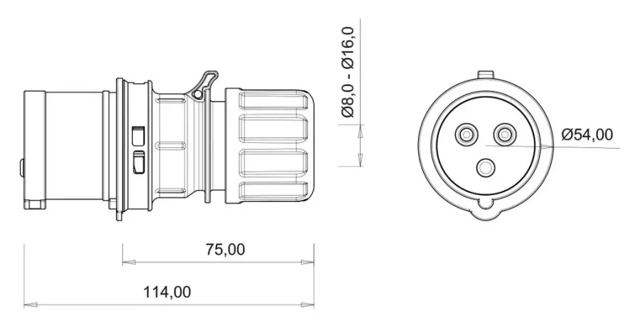 Clavija CEE 16A 3P IP44 – 2