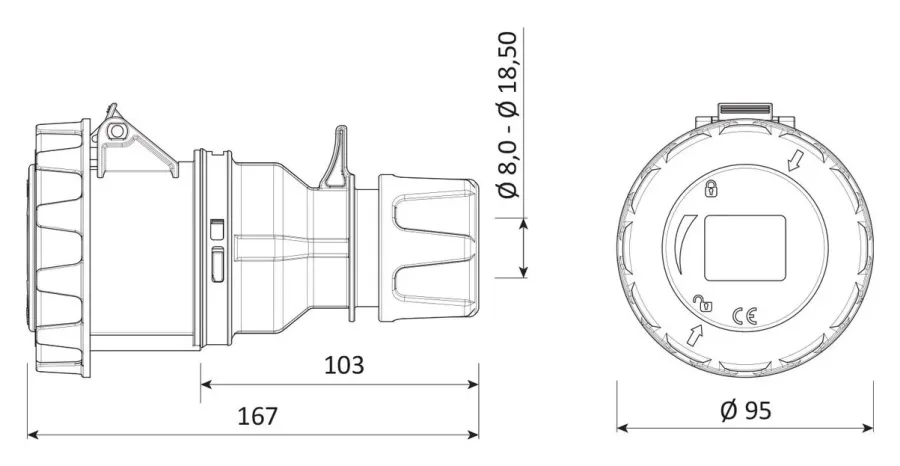Kupplung CEE 32A 3P IP67 – 2
