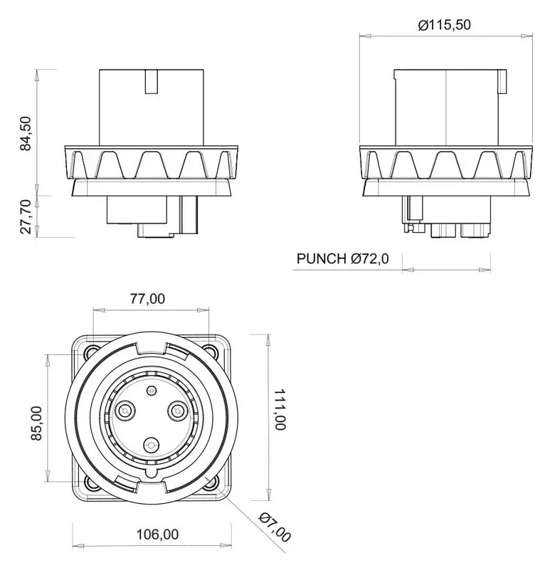 63A 3P IP67 CEE Makine Fişi – 2