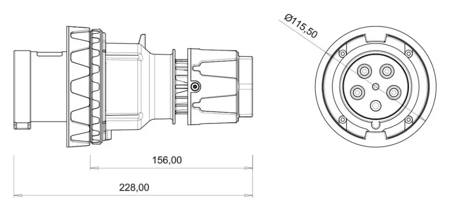 63A 5P IP67 CEE Düz Fiş (Pilotlu) – 2