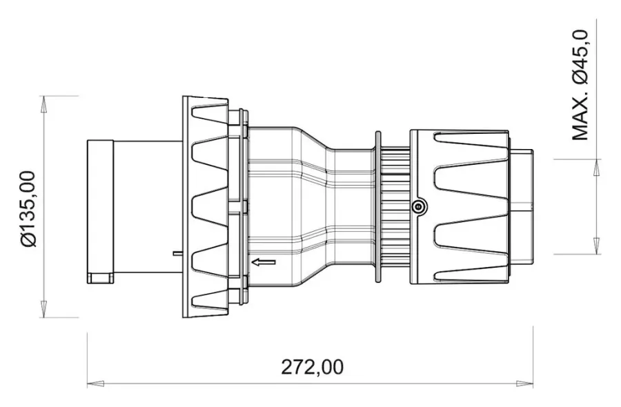 125A 3P IP67 CEE Düz Fiş (Pilotlu) – 2