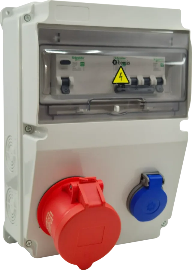 Щиток IP44 с автоматом – 32A 5P · 16A передний
