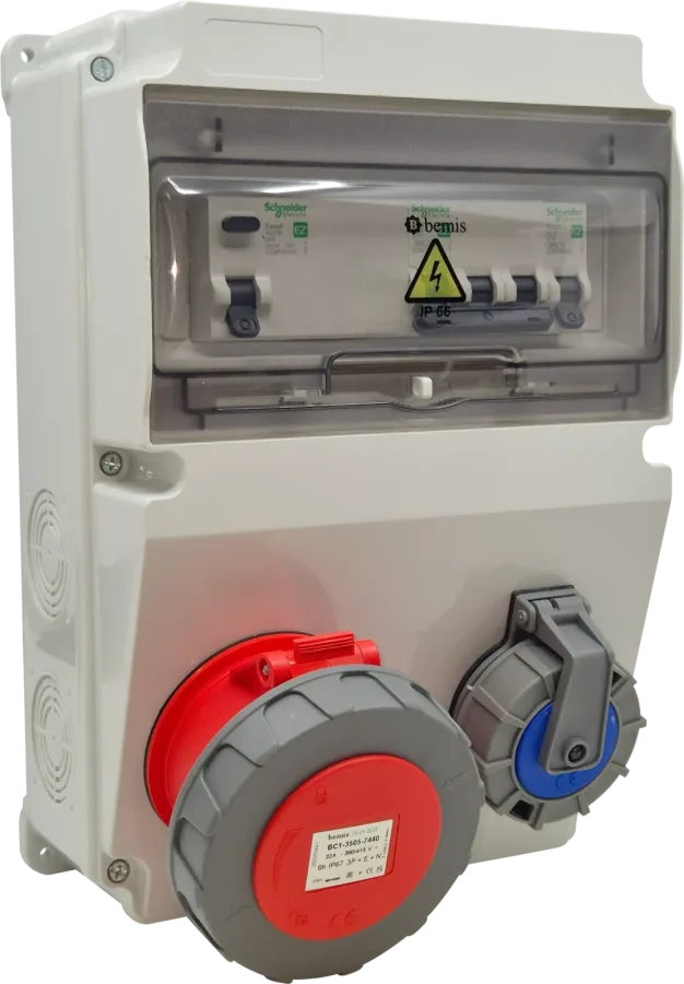 Щиток IP66 с автоматом – 32A 5P · 16A передний