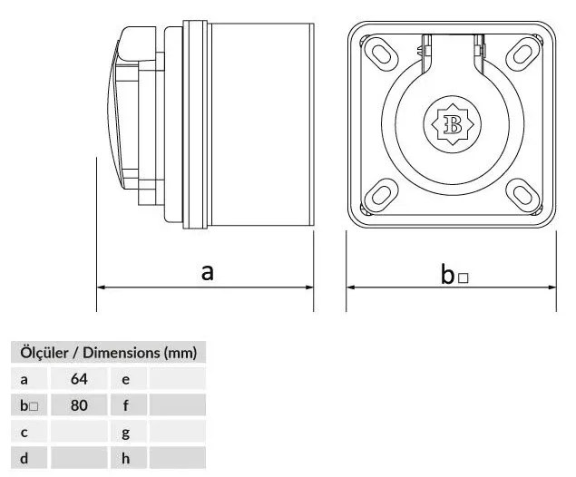 16A IP44 Single-Phase Wall-Mounted Socket – 2