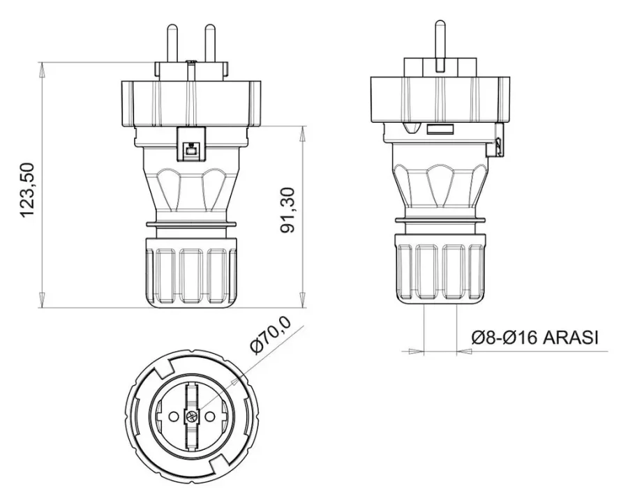 16A IP68 Single-Phase Plug – 2