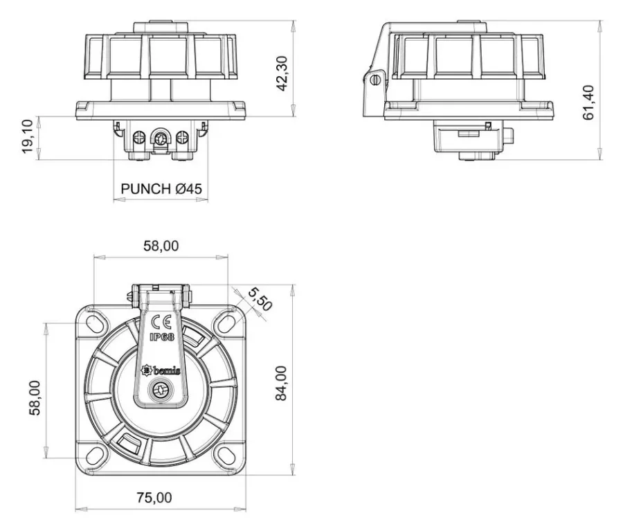 16A IP68 Monofaze Makine Prizi (Vidalı Bağlantılı) – 2