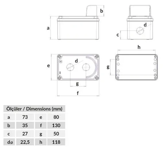 Ex-proof 2’li Korumalı Buton Kutusu 80x130x73 – IP67 – 2