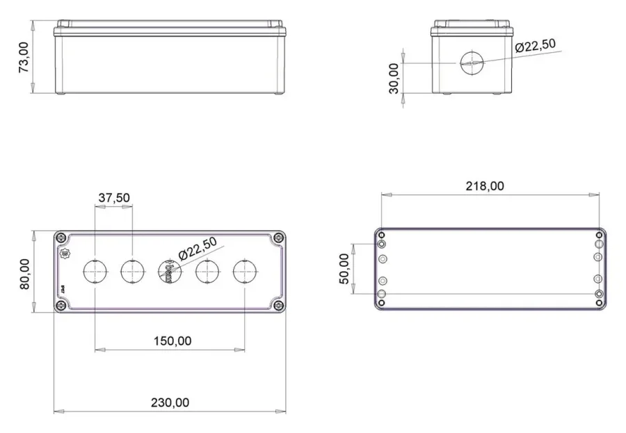 Ex-proof 5’li Buton Kutusu 80x230x73 – IP67 – 2