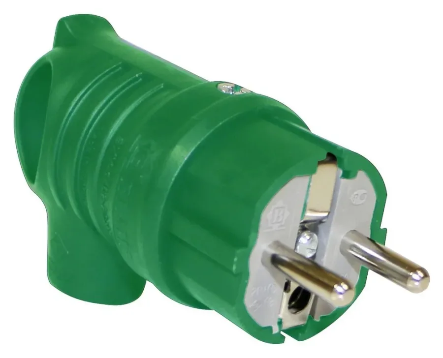 UPS-Winkelstecker mit Griff (grün) einphasig 16A IP44