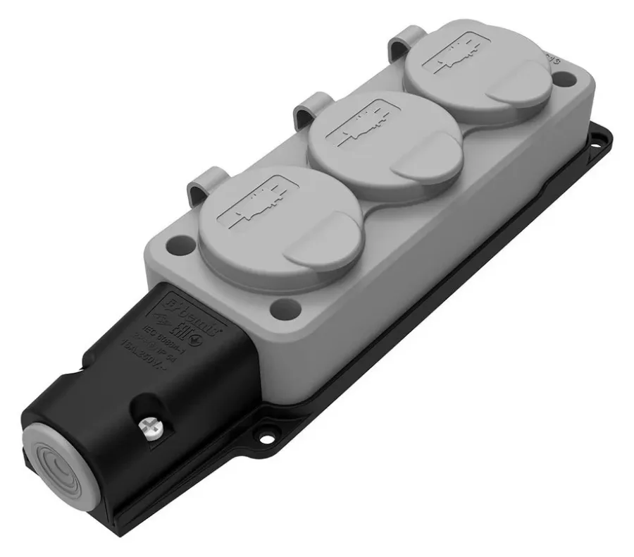 Base triple (gris) monofásica 16A IP54