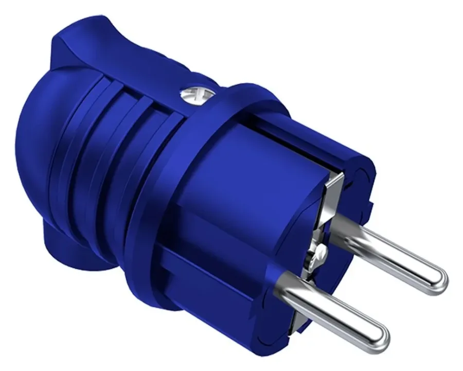 16A IP44 Single-Phase Angled Plug (Blue)