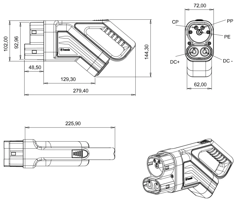 DC-Ladekabel / -steckdose CCS2 (offenes Ende) – 250A · 5 m – 2