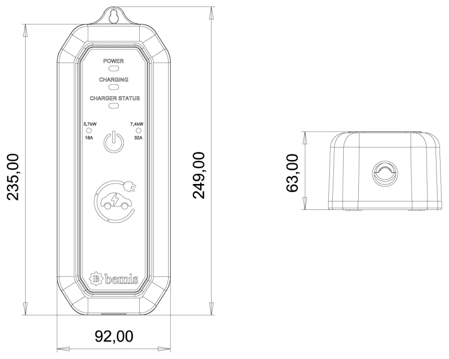 Mono Mobile 7,4 kW – Einphasig · 3,7 - 7,4 kW · 10 m – 2
